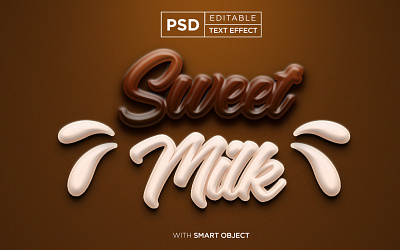 sweet milk typography text effect, 3d editable text effect 3d background chocolate design drink effect effects font font effect graphic design illustration liquid logo milk mockup motion graphics psd mockup style sweet text effect