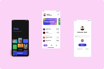 Drop -Splash | Home | Login Scren app ui ux