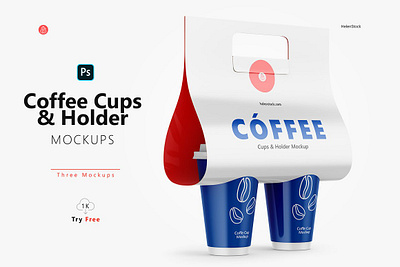 Coffee Cups and Holder Mockup 3d animation app branding design graphic design illustration logo motion graphics ui vector