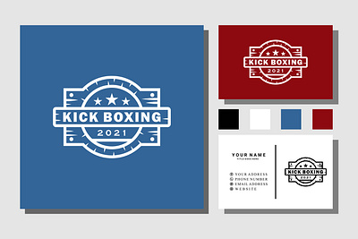 kick boxing belt wooden stamp logo badge logo