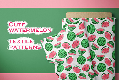 Watermelon seamless patterns branding clipart design digital paper fabric print fruits illustration procreate seamless pattern summer textile watercolor watermelon