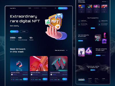 NFT Landing Page alifemu design digital art landing page figma template landing page landing page ui minimal nft nft landing page nft ui nft web template thedsquad ui design ui ux design ux web template