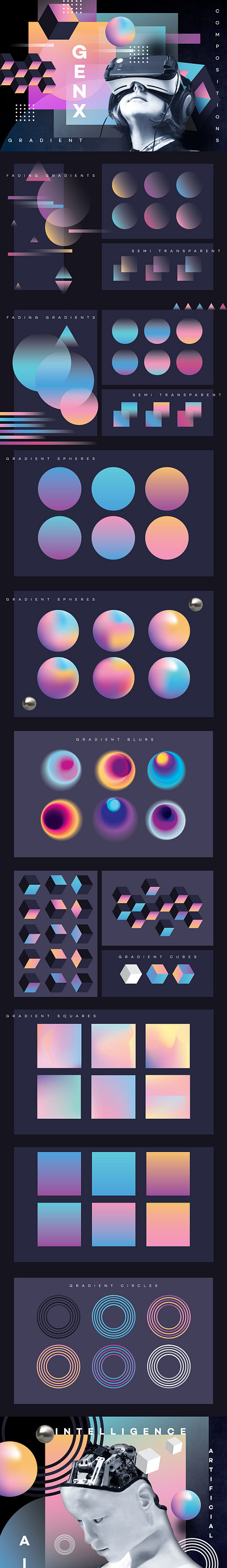 GENX- Gradient Compositions Toolkit 3d animation app branding design graphic design illustration logo motion graphics ui vector