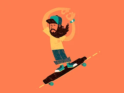 SKATER ILLUSTRATION draw illustration longboard midcentury skater vector