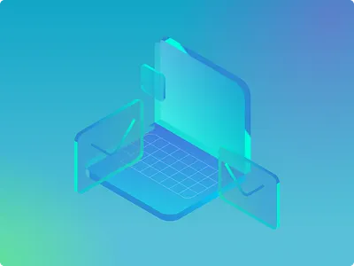 Glass illustrations. Email marketing email figma glass illustration laptop mail notebook