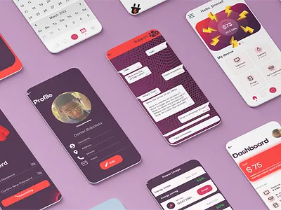 Energy Monitoring App UI/UX design animation app bar branding colorful dashboard design energy graphic design il login navigation power profile ui ux
