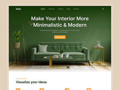 Interior Design Landing Page architecture design creative design design studio home decor interiors landing landing page trend ui uidesign uiux web web design
