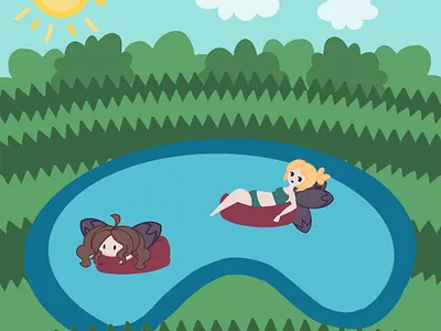 Fair-ly Relaxing Pond 2d art adorable cute cute illustration design fairy faries graphicdesign illustration simple