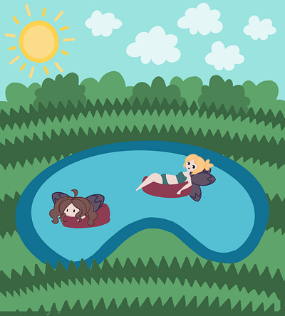 Fair-ly Relaxing Pond 2d art adorable cute cute illustration design fairy faries graphicdesign illustration simple