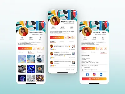 User Profile Design account app challenge contact dailyui design designer personalinfo profile publications ui user userprofile ux