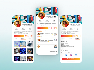 User Profile Design account app challenge contact dailyui design designer personalinfo profile publications ui user userprofile ux