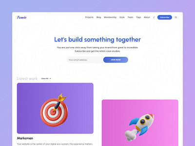 Fumio Ghost Theme - homepage colors design flat ghost grid layout minimal portfolio project ui