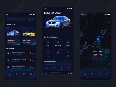 Car Rental App Design appdesign appdesigner car app car location car rent car rental app cleanui creative darkdesign darkui dgpro dgprostudio jahidjaykar mobile app mobile design rent a car technology trend2022 trendyui uitrend