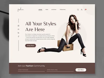 Fashion landing page Hero Area fashion fashion website landing landing page minimal typography ui web web design web page website