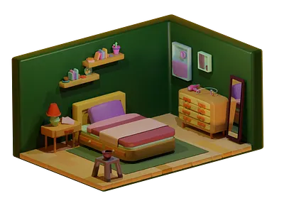 Green bedroom. 3d 3d design blender branding design graphic design illustration logo ui