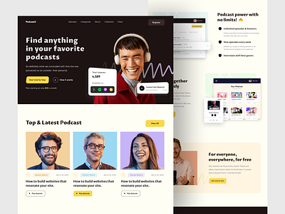 Podcast Landing Page agency agency landing page best landing page design branding design homepage landing page design logo podcast podcast landing page podcast website podcasters podcasting radio sass web design web landing page web ui website website design