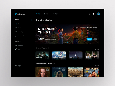Movielance | Dashboard Design branding dark design dark theme dashboard design design product design website header web illustration landing page logo ui ui dark uid dashboard uiux uiux design uiuxdesign ux web design