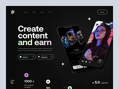 Hyprr Landing Page black boro concept crypto design interface landing page product social app startup ui ux website