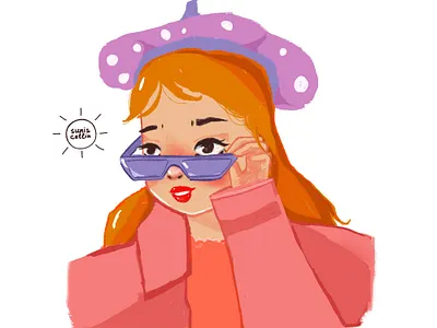 With a beret 2d art character design characters colorful design illustration