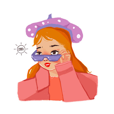 With a beret 2d art character design characters colorful design illustration