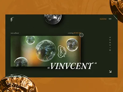 FKJ ___ VINCENT artist available coming dark theme desktop facebook instagram listen minimal music music player new album player song soundcloud spotify style web music webdesign
