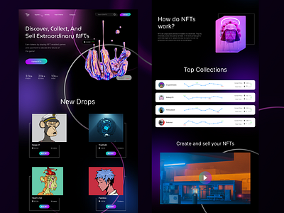 NFT website bitcoin blockchain crypto dark design ethereum landingpage logo marketplace nft nfts token web website