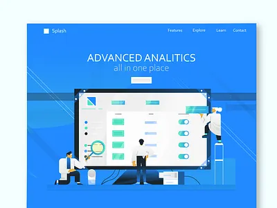 Website construction bin character construct design diagram doctor engineer flat gradient hero landing laptop magnifying glass model monitor pipes science scientist website white