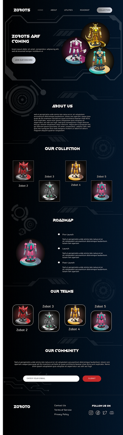 Zobots - NFT Project Collection clean design figma futuristic graphic design hd high quallity nft robot technology ui