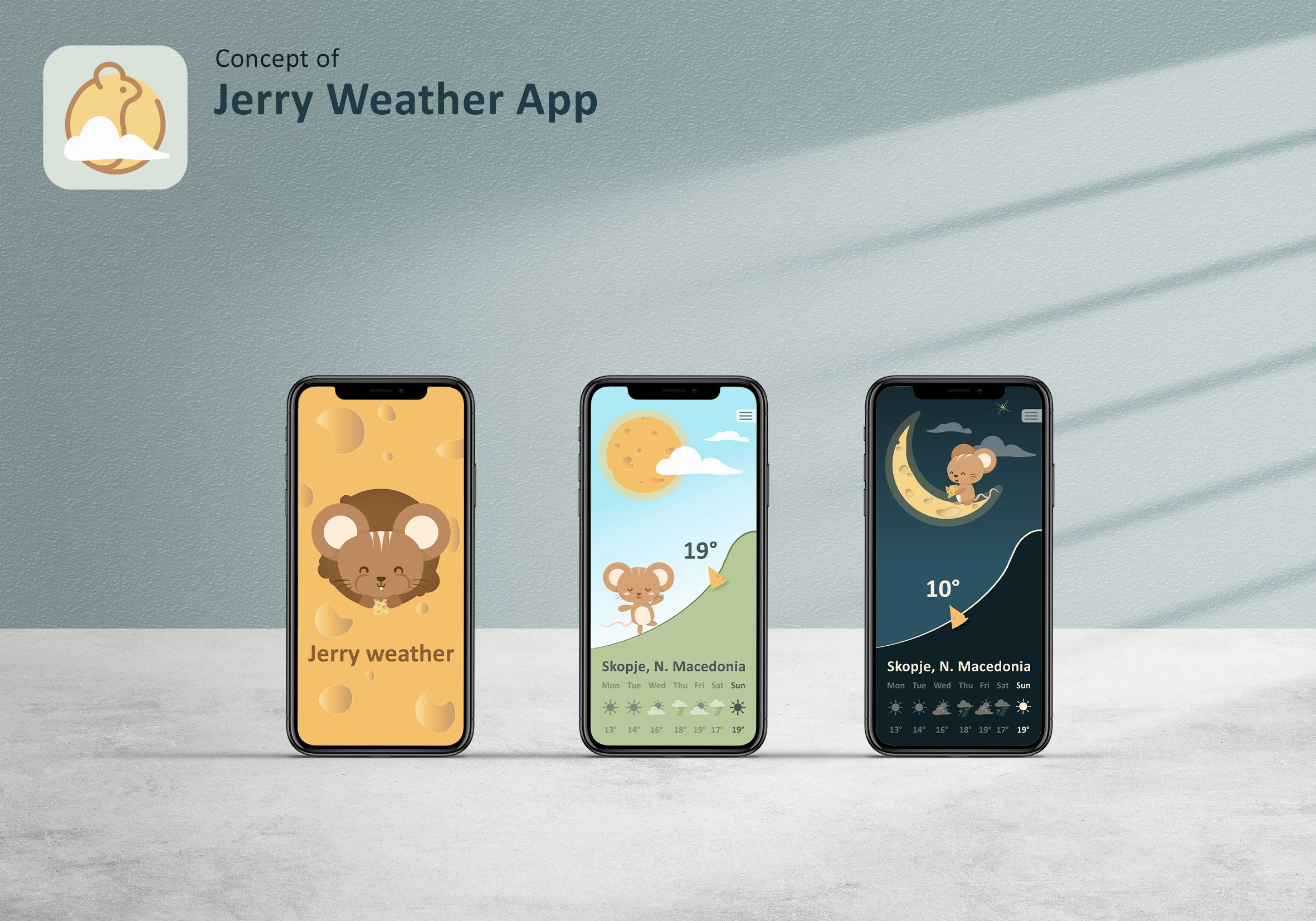 Jerry Weather App app design graphic design illustration logo ui vector