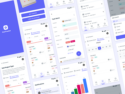 One Tracker - Mobile App gantt gantt chart group view kanban management mobile sass task task manager tracker