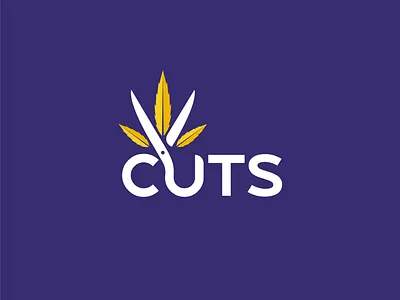 CUTS black cannabis cbd cuts design leaf logo logotype minimal scissors sign thc white