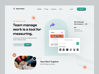 Team Work Header Exploration design header header design hero section homepage task management header team manager uihut web header webdesign website website design