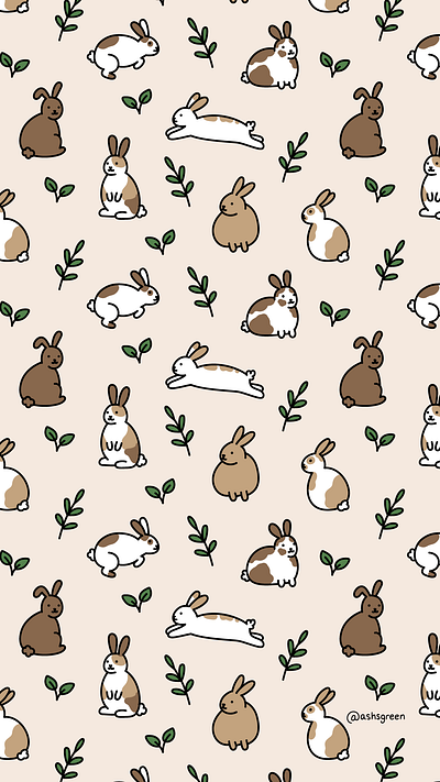 Hoppy Easter animal bunnies cruelty free cute farm illustration pattern plants rabbits repeating pattern seamless surface design