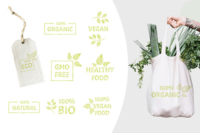 Label or Badge Set for Organic Food product