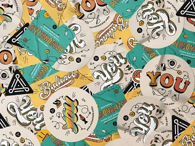 YOU @ College Stickers branding campaign handlettering identity illustration lettering mental health sticker typography university