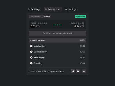Crypto Exchange: Fast, Secure, Simple app concept crypto crypto app crypto wallet dapp dark app dark modal exchange money exchange steps tezos tezos dapp tezos ecosystem wallet