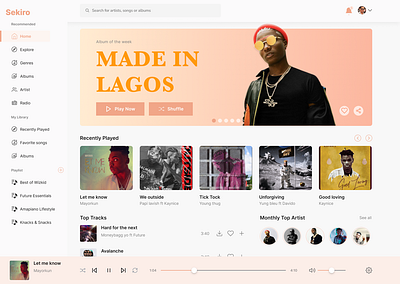 Sekiro - Music Player Dashboard Design dashboard design music ui