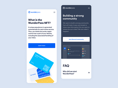 WunderPass – Landing Page Mobile bazen agency blockchain crypto crypto landing page cryptocurrency data control data trading defi fintech identity layer landing page design mobile landing page privacy saas transaction ui ux visual identity wunderpass