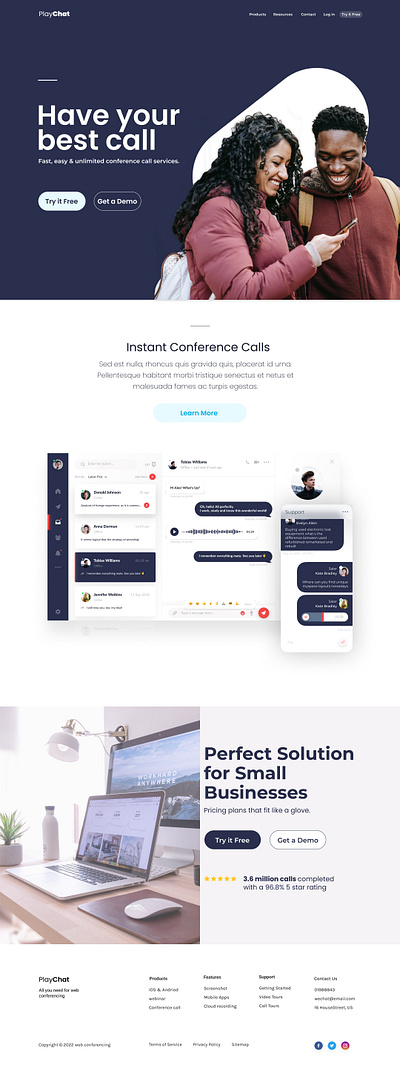 Landing Page for Web Conferencing and Messaging Application app branding design graphic design typography ui ux
