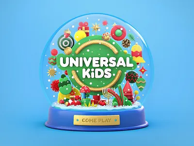 Universal Kids logo 3d animation art branding c4d cinema4d crhismas design graphic design illustration kids logo model3d motion graphics render