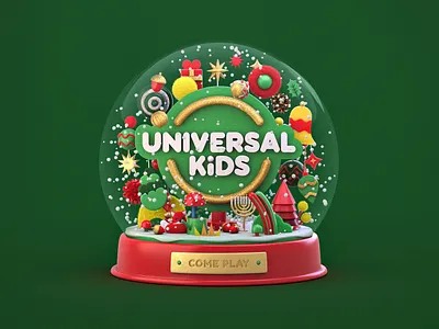 Universal Kids 3d animation art branding c4d chrismas cinema4d design graphic design illustration kids logo mateiral model3d motion graphics render texture tv