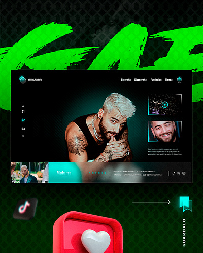 Maluma - UI interface landing page modern music regaetton ui ux web design