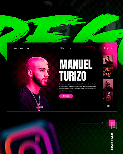 Manuel Turizo - UI graphic design interface landing page modern music regaetton ui ux web design website