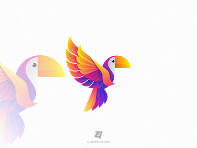 TOUCAN artnivorastudio bird branding colorful design flying freedom gradient graphic design illustration logo logo awesome logo inspiration modern simple technology toucan vector wing
