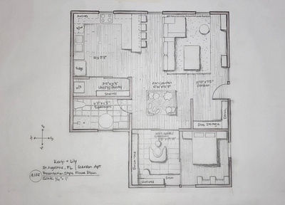 Kenji + Lily Garden Apt Floor Plan design drawing floor plan interior design japandi minimalist sketch