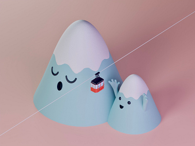 Playful Mountain 3d blender character mountains