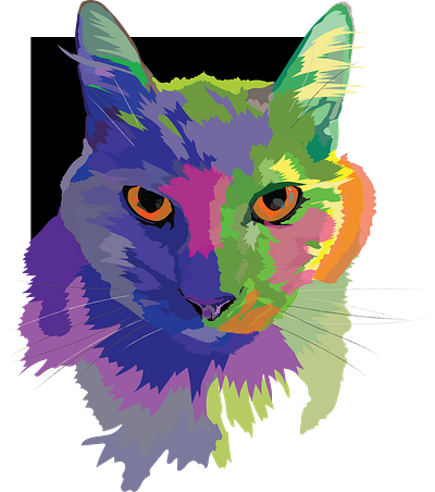 Spell the Cat - A Portrait graphic design illustration vector