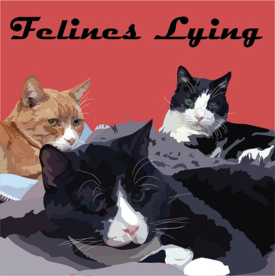 Felines Lying - An Album Cover design illustration vector