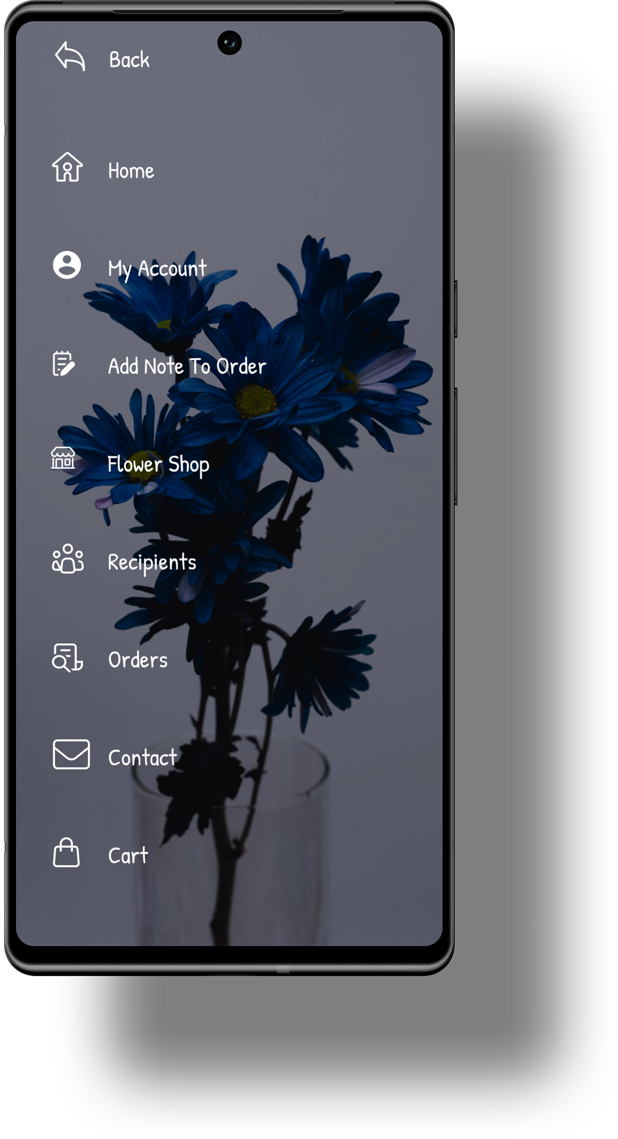 Example of Menu - Catalog app for trendy florist