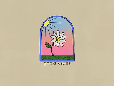 good vibes daisy design digital art illustration procreate texture typography